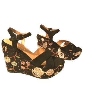 Anthropologie Wedge Sandals Size 37
